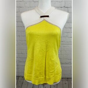 Cache Yellow and White Blouse